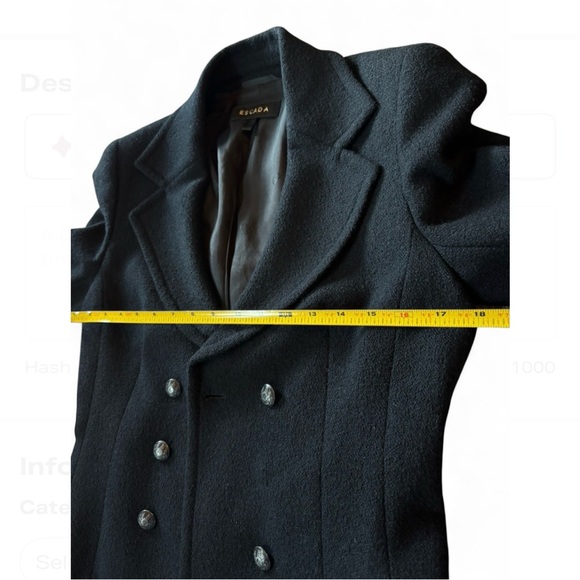 Vintage Escada Wool Cashmere Double Breasted Belted Blazer EU 36 Black Designer - Picture 6 of 12